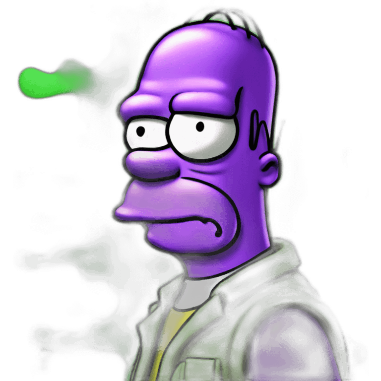 lemon-green-and-purple-neon-spray graffiti Homer simpson emoji