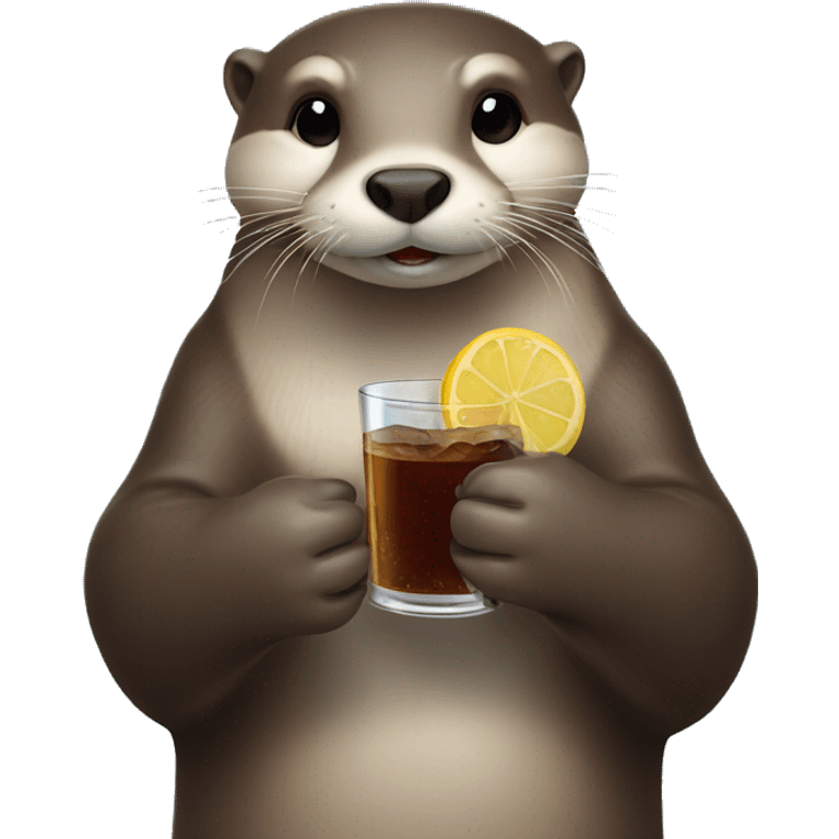 Otter with a drink in the hand emoji