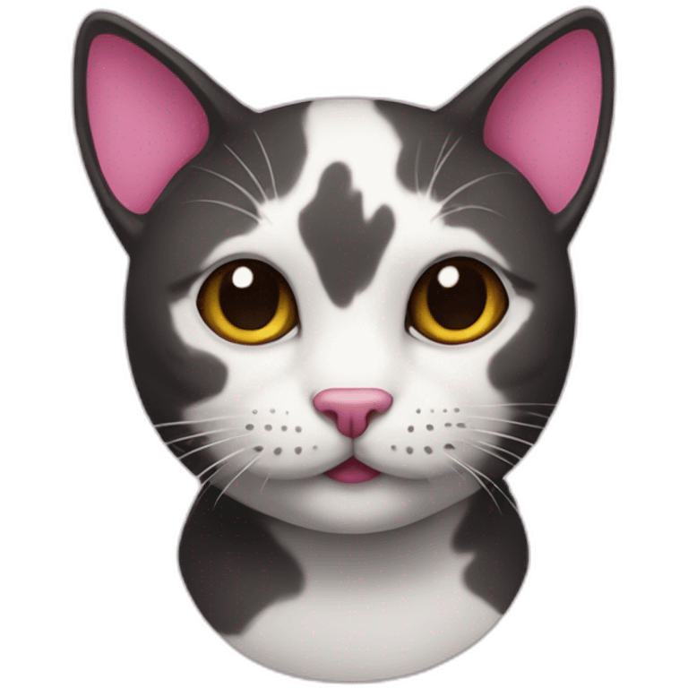 a cat with a pink-nosed black border emoji