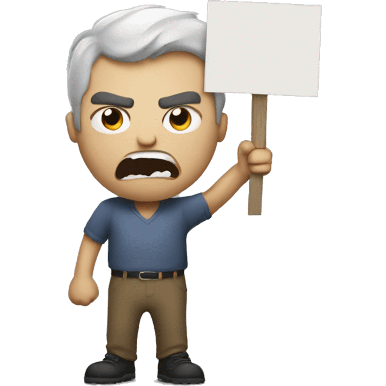 angry man holding a sign that says ITSG emoji