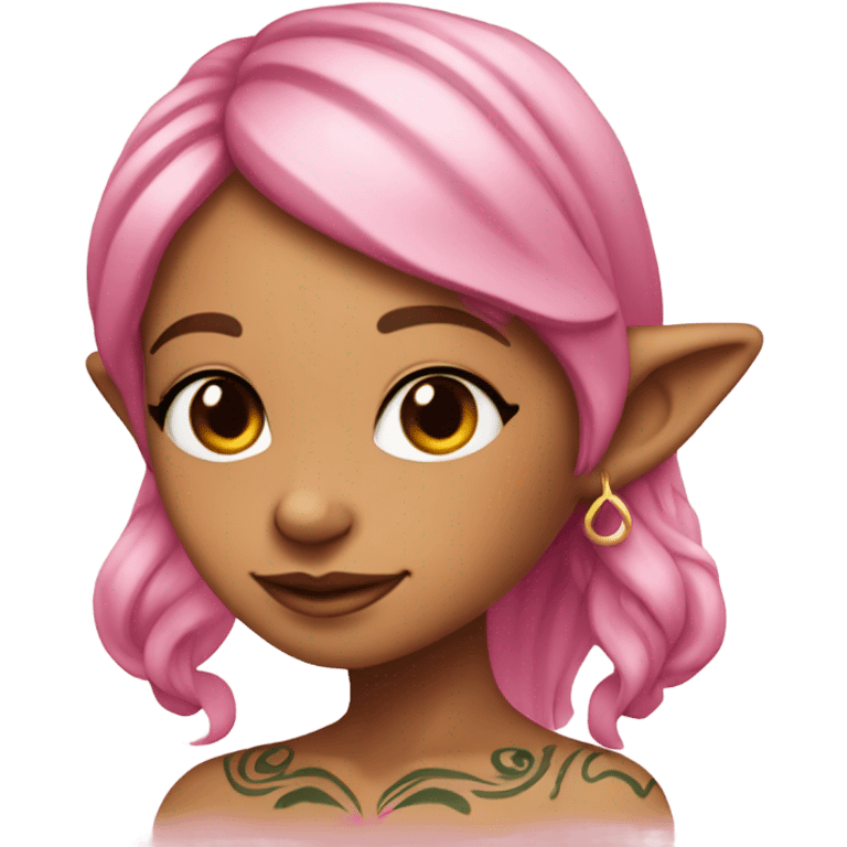 tan elf girl pink hair with tattoos emoji