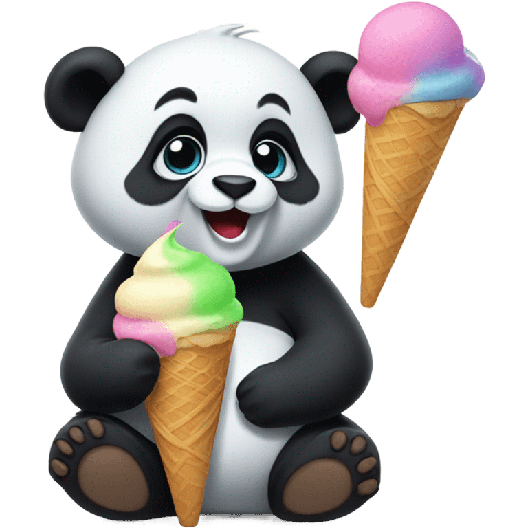 Panda eating ice cream emoji