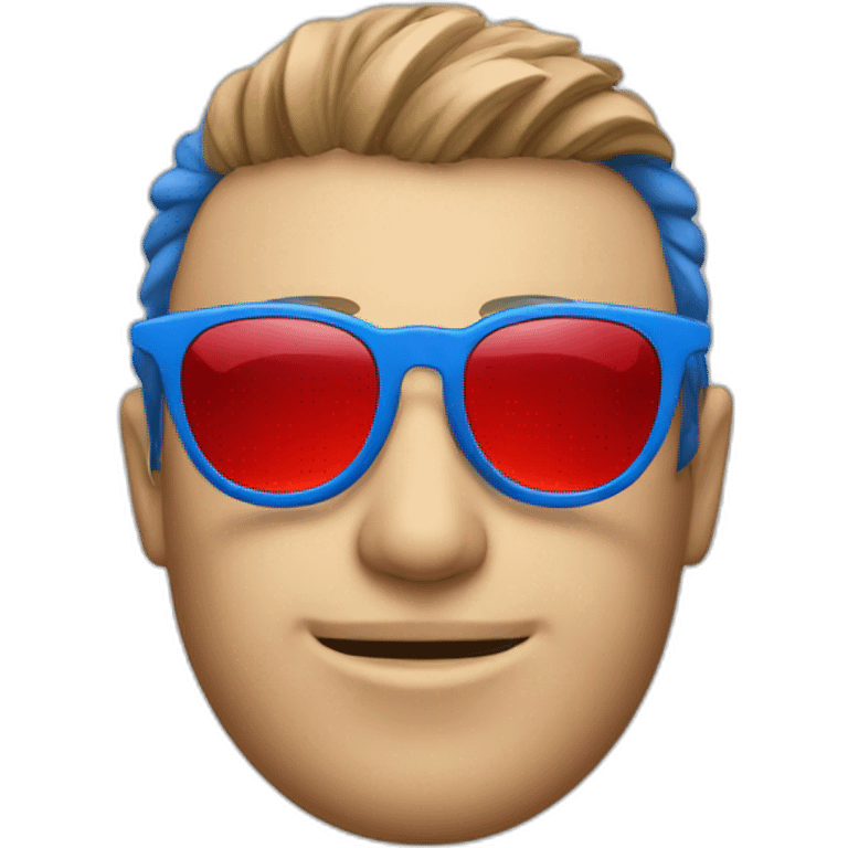 blue sunglasses with red stars on glasses emoji