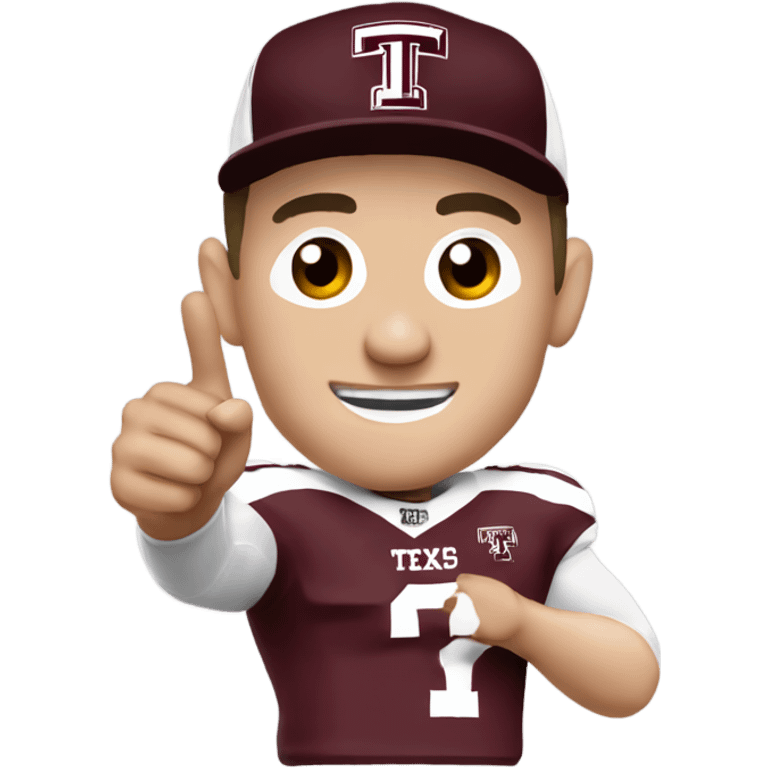 Johnny manziel in a Texas a&m maroon uniform holding up one thumb  emoji