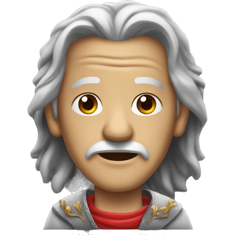 Old man wth long grey hair and a red bandana around his neck, wearing a kings crown  emoji