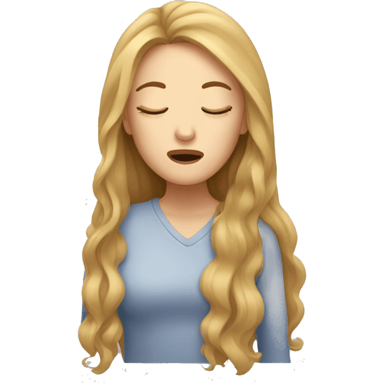 woman with long hair, snoring emoji