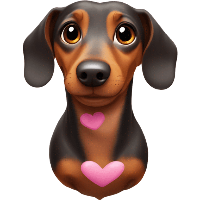 Weiner dog with hearts floating around head emoji