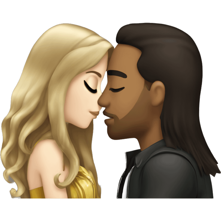 kiss-kiss romeo santos and girl green eyes and very long dark blond hair emoji