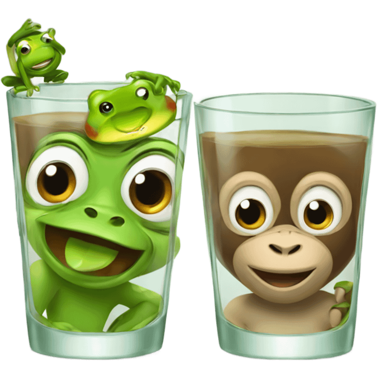 Monkey with a frog in a glass emoji