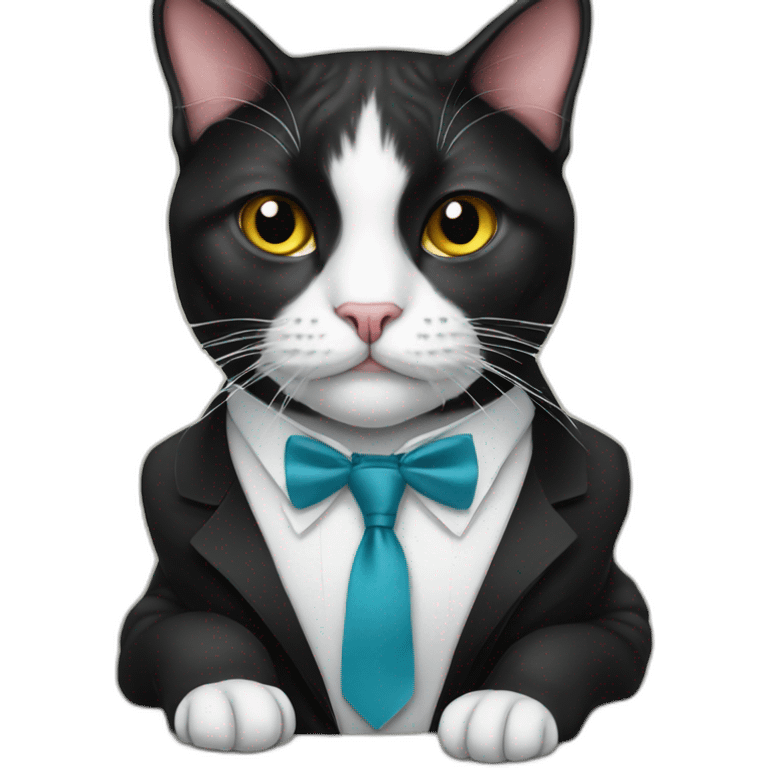 Tuxedo cat in tie emoji