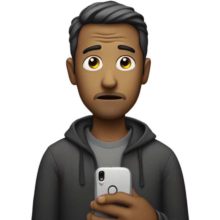 Sad man with phone in hand emoji