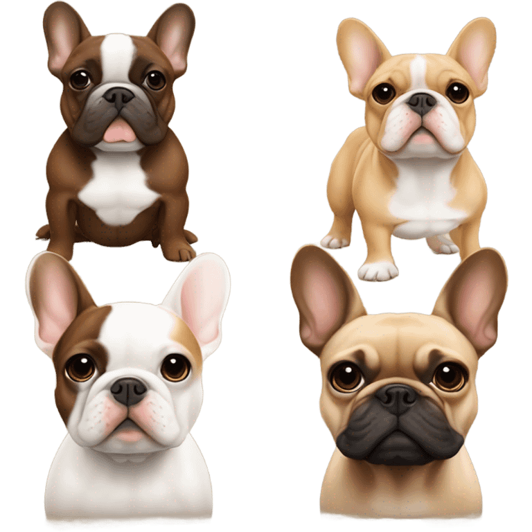 Brown & tan french bulldog with fawn French bulldog friends emoji