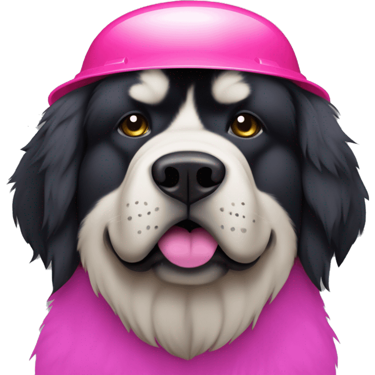 Black Tibetan Mastiff with pink hard hat that is 48x48 emoji