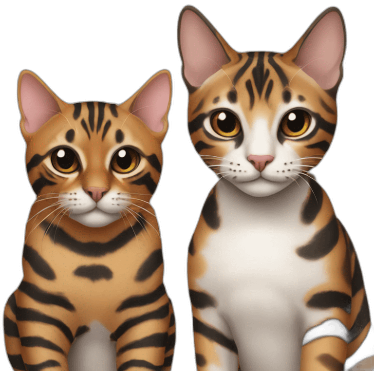 two-cats-bengal-and-small-cat-black-together emoji