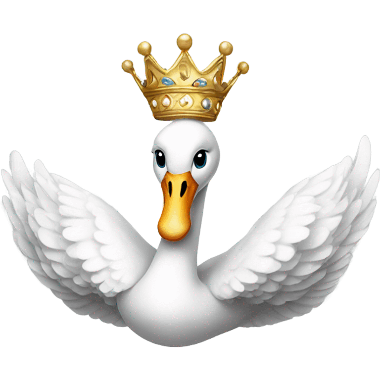 White swan with crown emoji