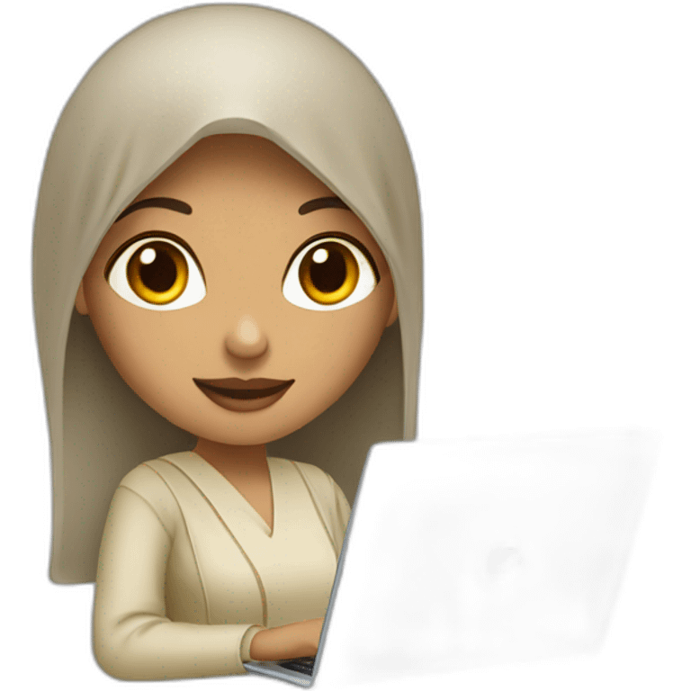 IT light skin arabic women holding laptop emoji