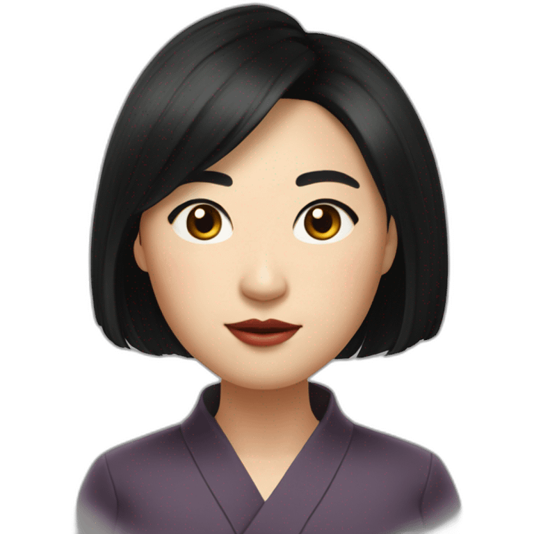 Greta Lee actor asian portrait black hair head only sharp bob emoji