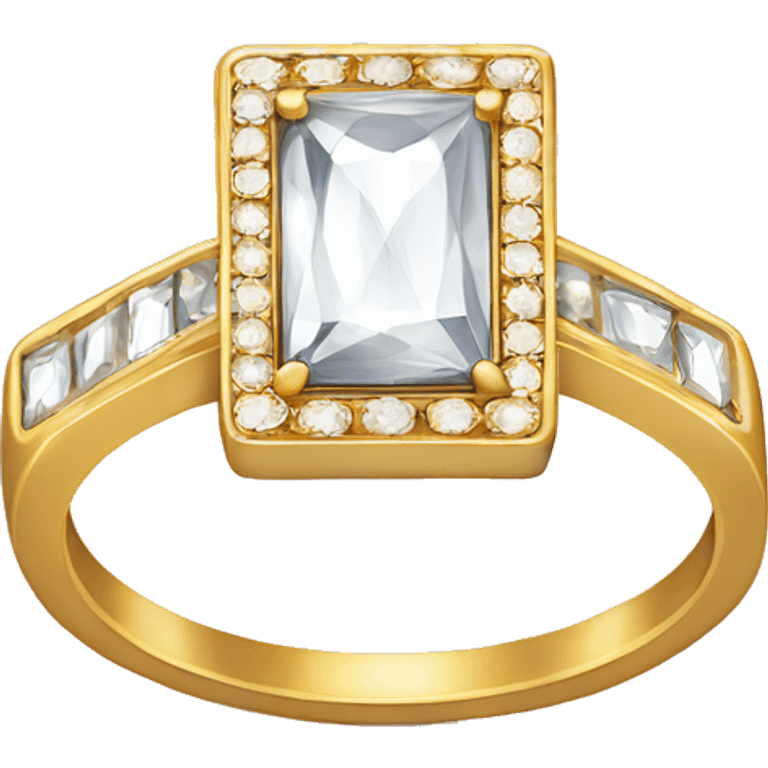 Engagement ring with small diamonds surrounding the large rectangle one  emoji