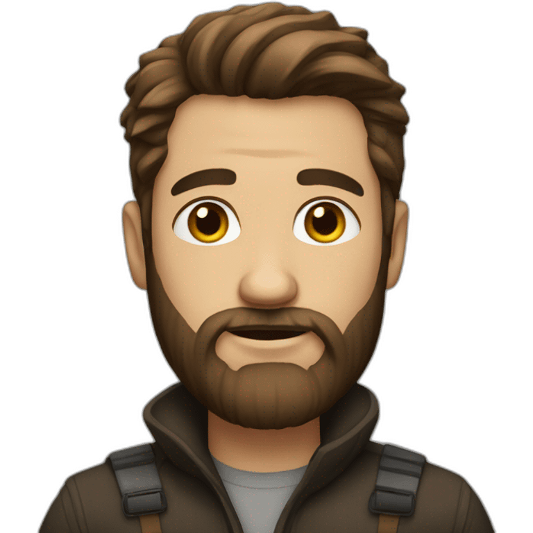 Beard Man brown hair with boldness emoji