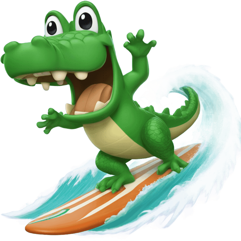 Alligator surfing emoji