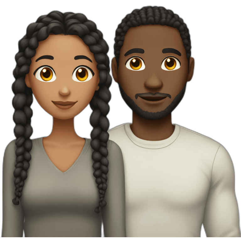 Black man with braids and his curly headed mixed girlfriend emoji