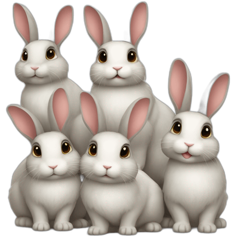 Group of 9 bunnies together emoji