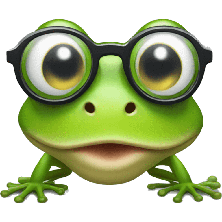 Frog with glasses with long tongue out emoji