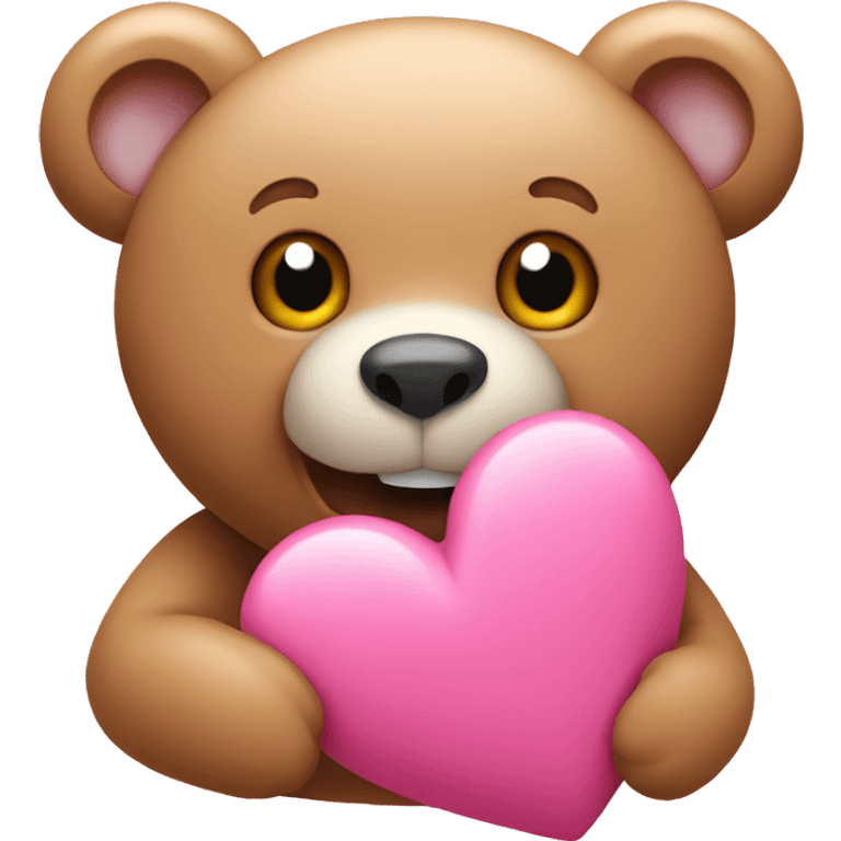 Pink heart with bear  emoji