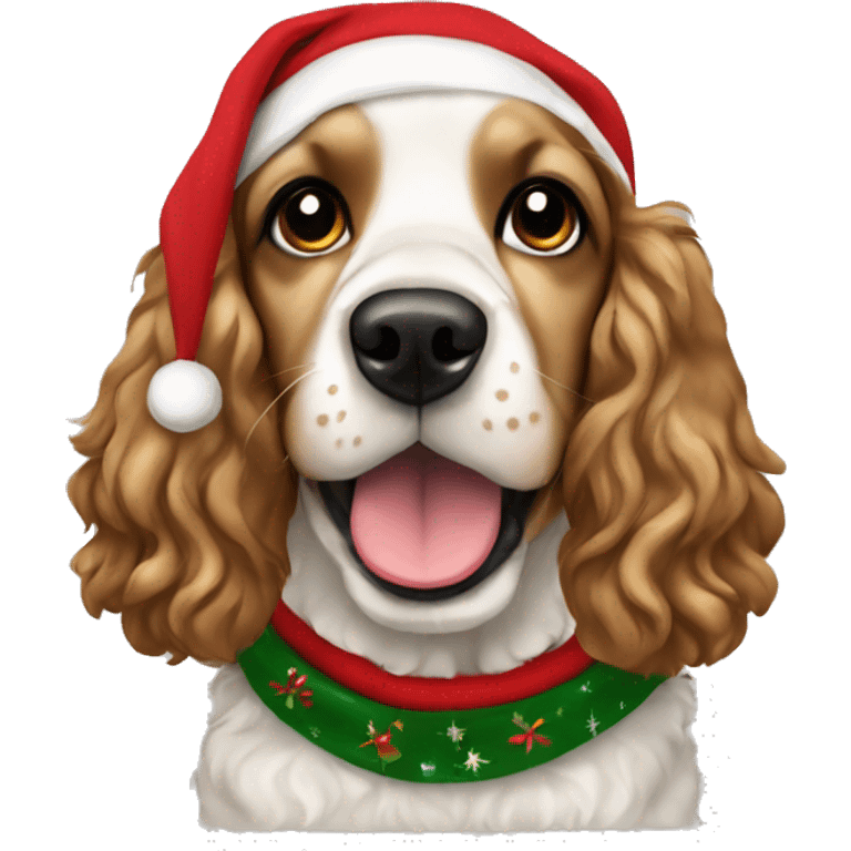 Cocker spaniol dog with a Christmas hoodie emoji