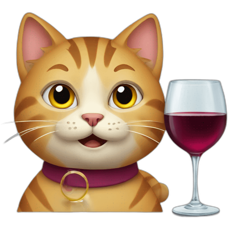 cat with a glas of wine emoji