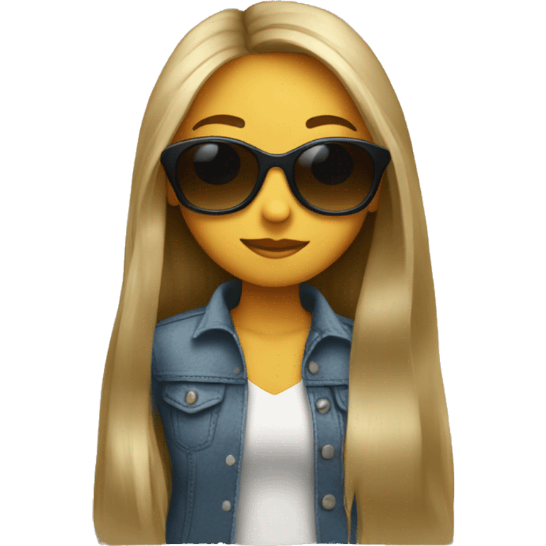 girl with sunglasses and long soft hair emoji