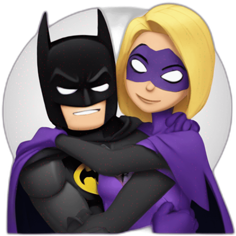 Batman hugging Raven from teen titans emoji