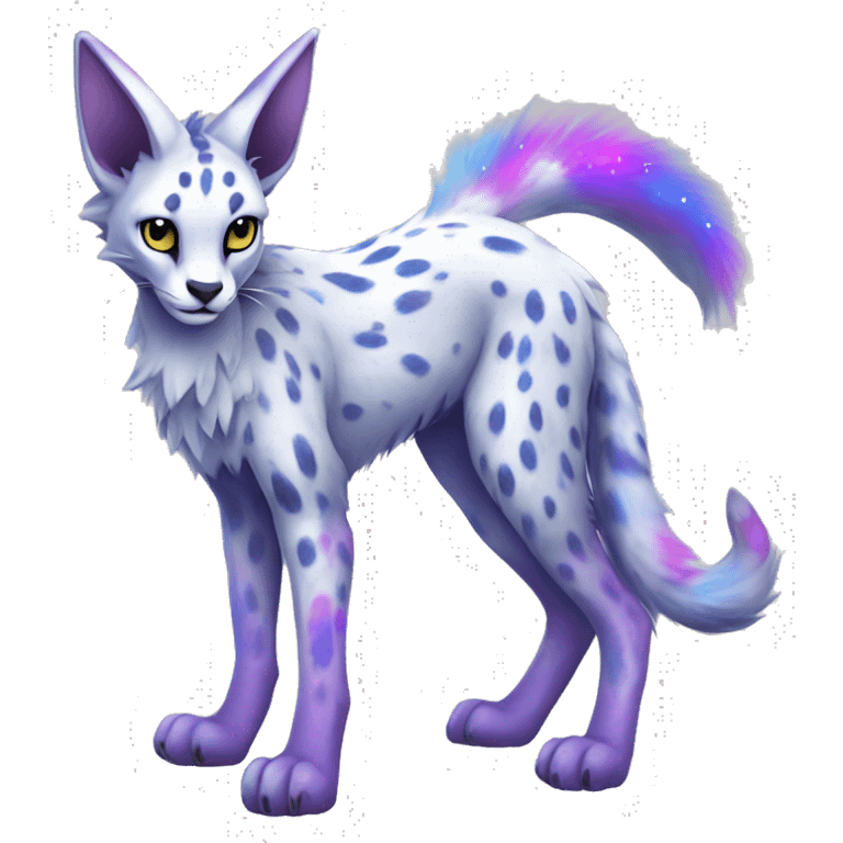 Cute Kawaii Epic Ethereal Sparkly Colorful Sergal-Serval-Vernid full body emoji