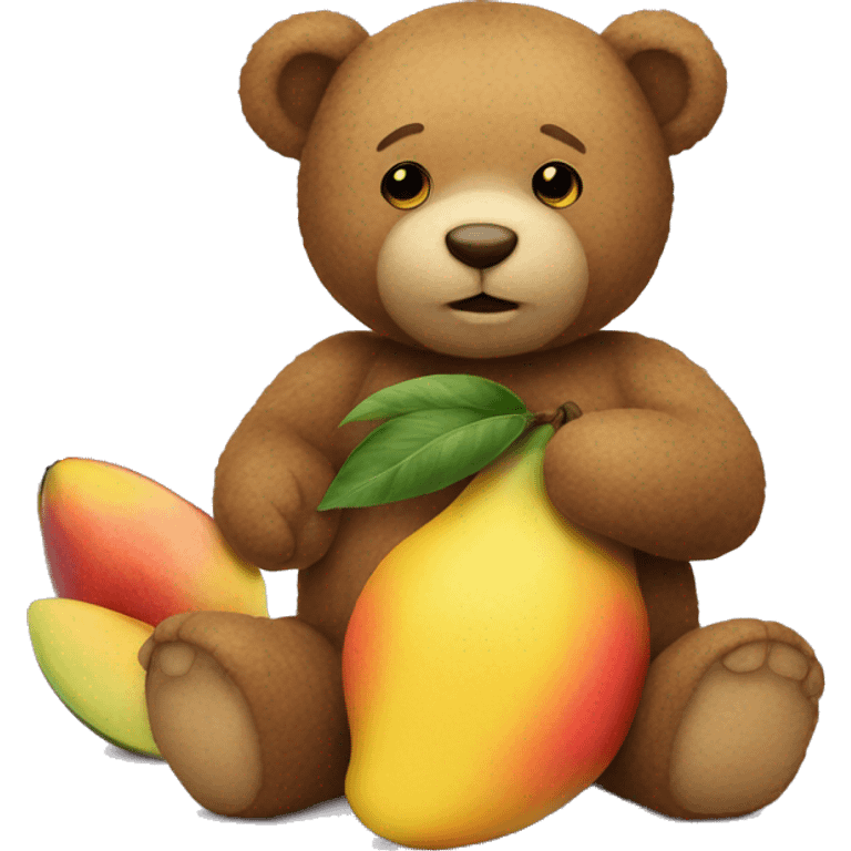 teddy bear holding a mango emoji