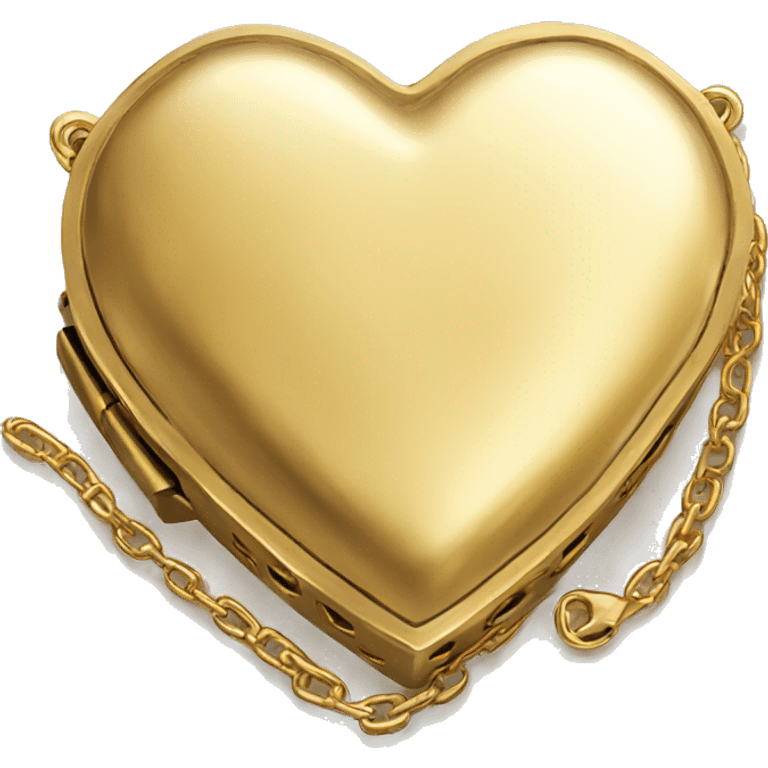 gold heart locket with thick chain emoji