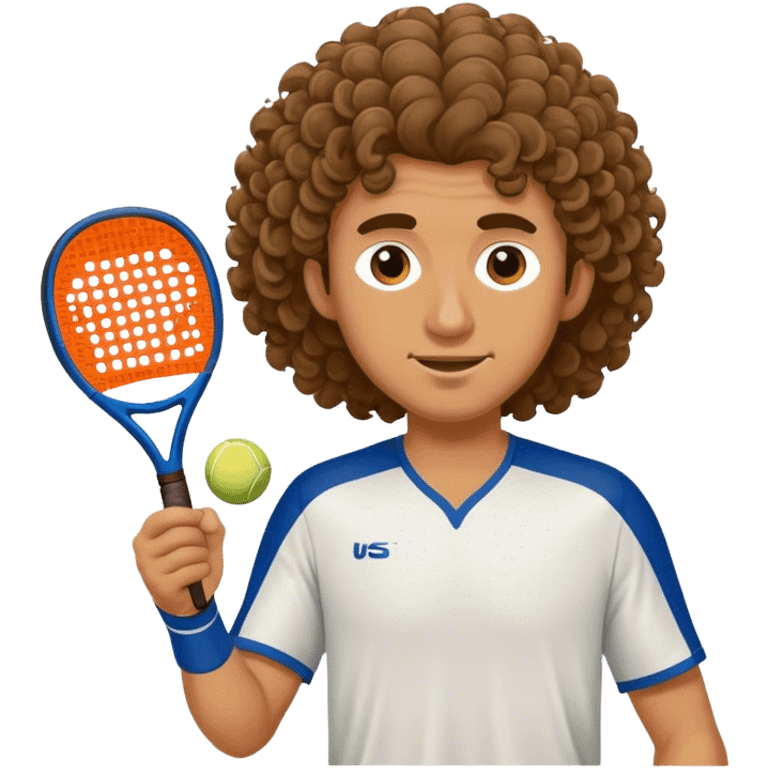 Homme cheveux bouclés long qui joue au padel emoji