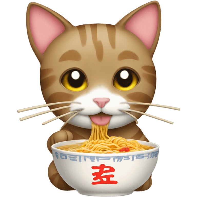 Cat eating ramen emoji