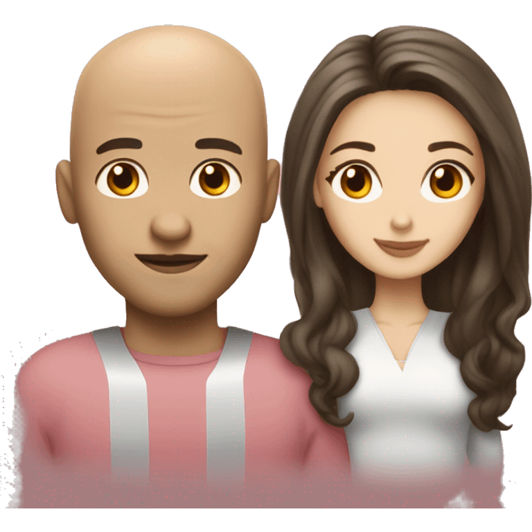 White brunette woman with long hair black bald man light skinned in love  emoji