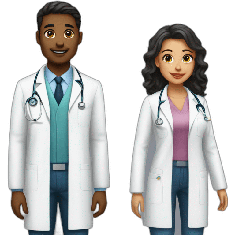 Young Neurologist and gynecologist in love emoji