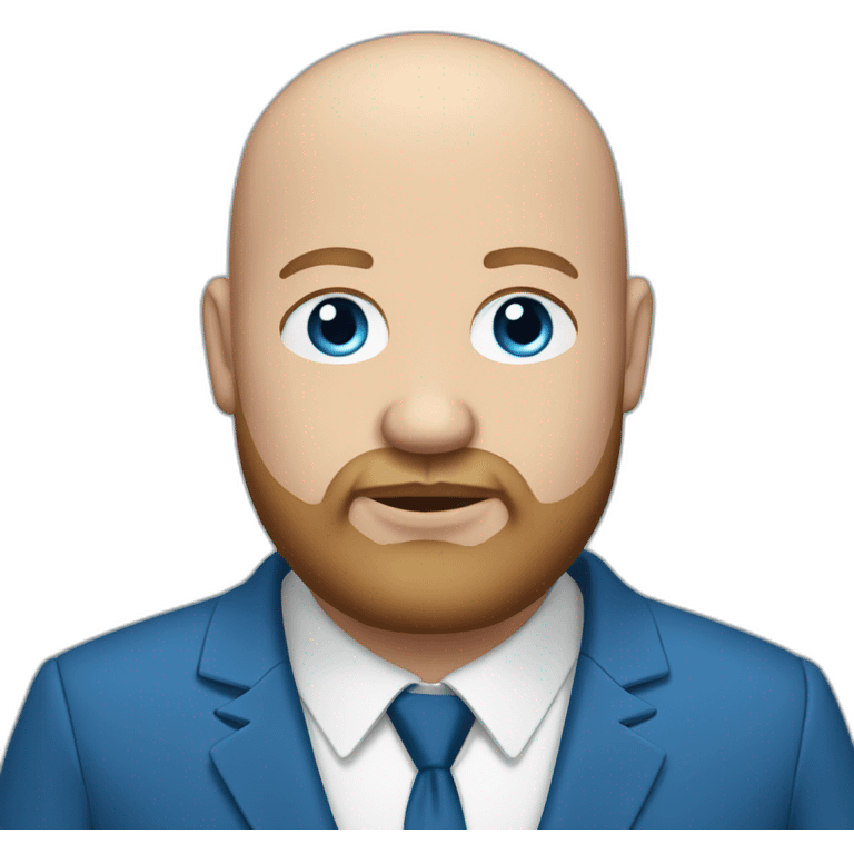 blue-eyed overweight bald man with a beard in a blue suit emoji