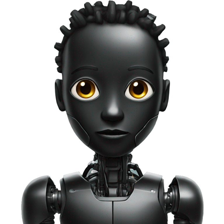 A black robot like boy emoji