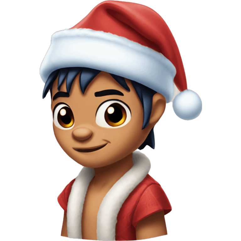 Lilo from Lilo and Stitch wearing Christmas hat emoji