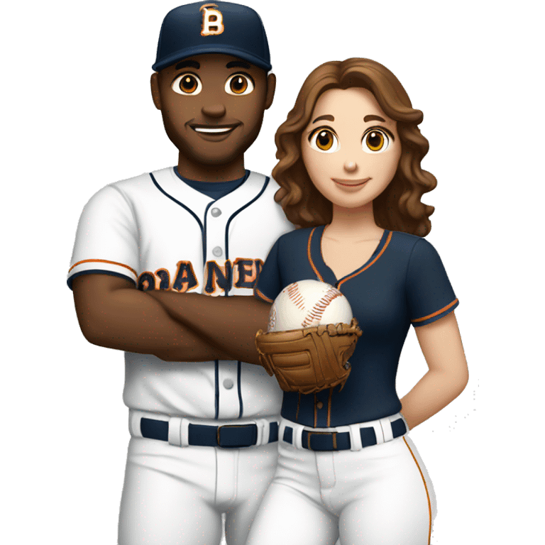 white baseball player with girlfriend with brown hair emoji