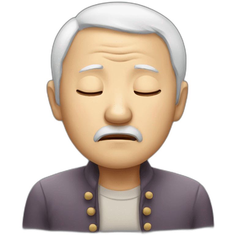 Chinese old guy very sleepy emoji