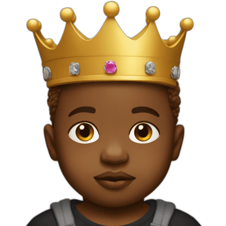 baby biggie with a crown on his head wearing a tshirt emoji