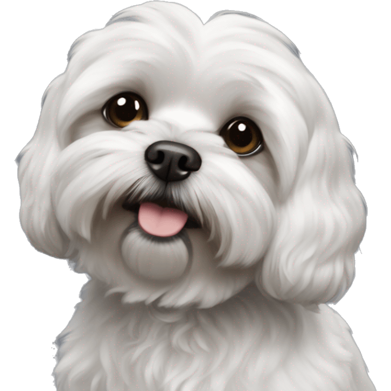 a black dog little shih poo that are growth hacking emoji