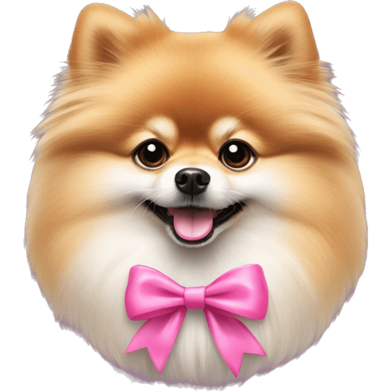 Pomeranian Spitz with a pink bow emoji