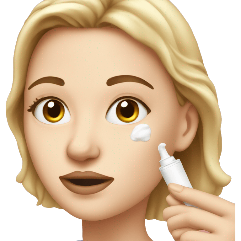 white girl applying cream on face emoji