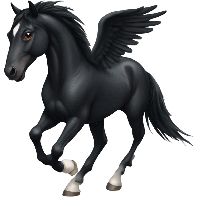 black horse with wings and  long tail running  emoji