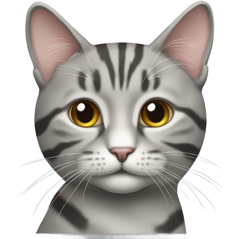 Grey tabby cat with marble pattern in its fur emoji